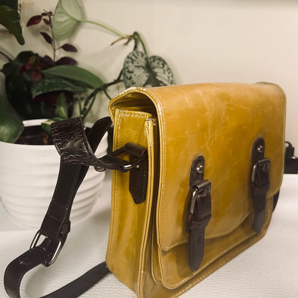 Yellow Leather Satchel Bag